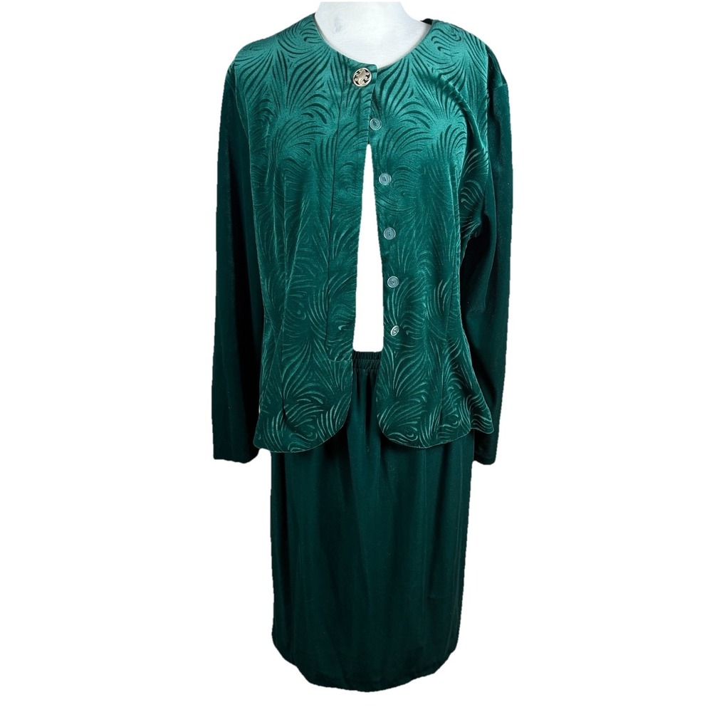 Vtg Velour 2 Piece Set Top Skirt Green Ren Faire Elf Woodland Fairycore Cosplay